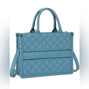 Montana west BLUE quilted tote bag purse with detachable strap